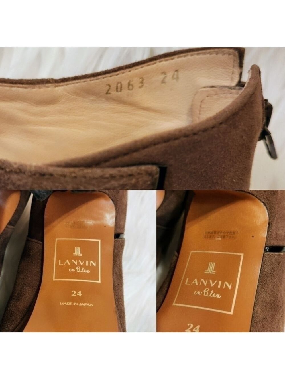 Lanvin En Bleu Brown Suede Platform Stiletto Booties Size 7 - Picture 5 of 13